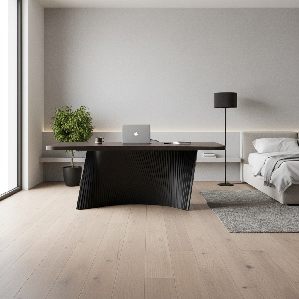 Modern Minimalist Rectangular Desk - Solid Wood Multi-layer Board: Sturdy Stable Support, Eco-Friendly Odor-Free, Natural Clear Texture & Scratch-Resistant For Study