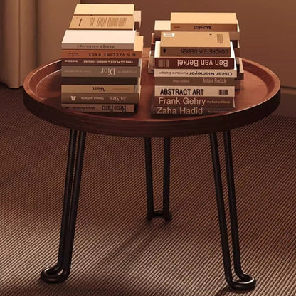 Modern Minimalist Round MDF Iron Flower-Shaped Foldable Side Table For Living Room And Bedroom