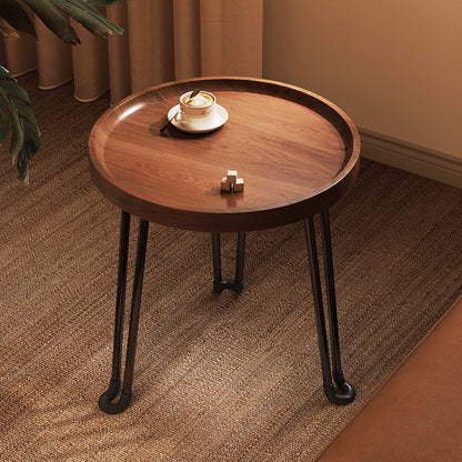 Modern Minimalist Round MDF Iron Flower-Shaped Foldable Side Table For Living Room And Bedroom