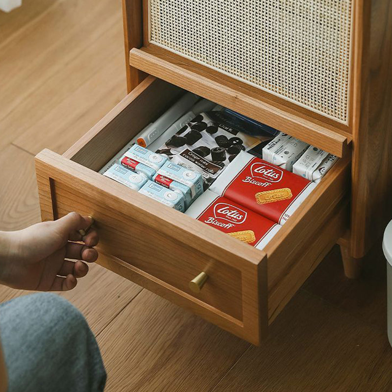Traditional Vintage Rubberwood Plastic Rectangular Nightstand With 2 Drawers For Living Room And Bedroom