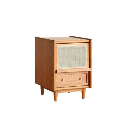 Traditional Vintage Rubberwood Plastic Rectangular Nightstand With 2 Drawers For Living Room And Bedroom