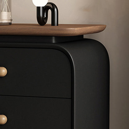 Contemporary Nordic Solid Wood Solid Wood Multi-layer Board Faux Leather Rectangular Nightstand With 2 Drawers For Bedroom