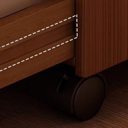 Traditional Vintage Rubberwood Rectangular Movable Nightstand With 3 Drawers Storage For Bedroom
