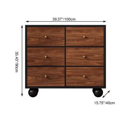 Contemporary Retro Particle Board Rectangular 6-Drawer Storage Cabinet For Living Room & Bedroom