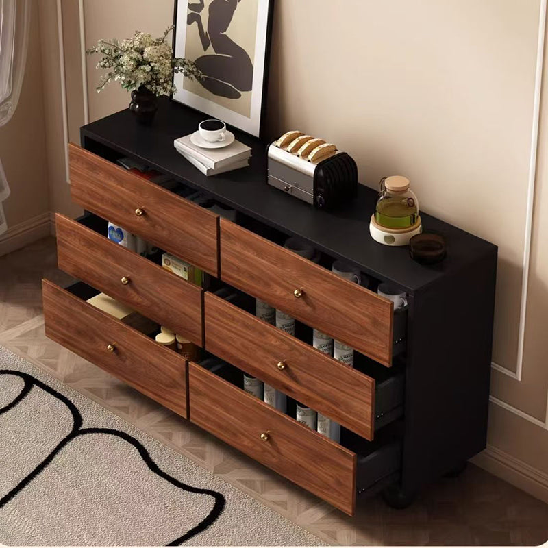 Contemporary Retro Particle Board Rectangular 6-Drawer Storage Cabinet For Living Room & Bedroom