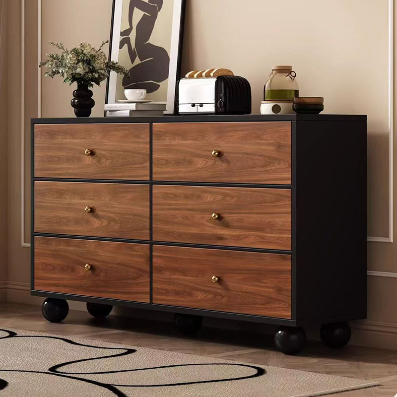 Contemporary Retro Particle Board Rectangular 6-Drawer Storage Cabinet For Living Room & Bedroom