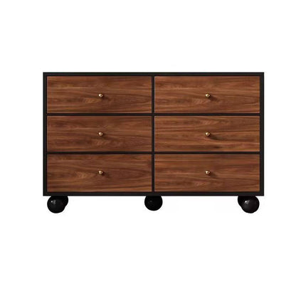 Contemporary Retro Particle Board Rectangular 6-Drawer Storage Cabinet For Living Room & Bedroom