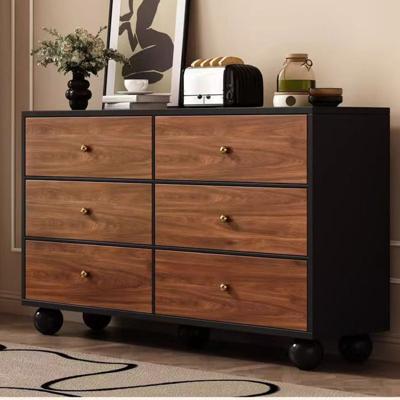 Contemporary Retro Particle Board Rectangular 6-Drawer Storage Cabinet For Living Room & Bedroom