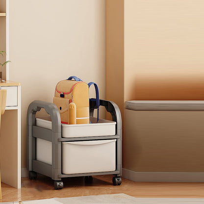 Modern Minimalist Plastic Rectangular End Table 2/3/4-Drawer Rolling Storage Cart With Swivel Wheels For Living Room