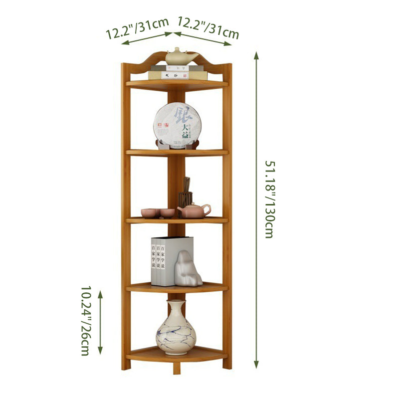 Modern Minimalist Nan Bamboo MDF Corner Shelf Unit 5-Tier Storage Rack For Living Room