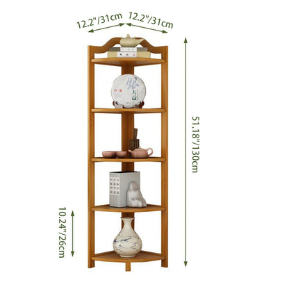 Modern Minimalist Nan Bamboo MDF Corner Shelf Unit 5-Tier Storage Rack For Living Room