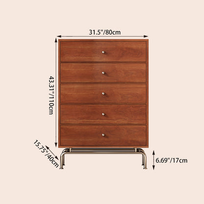 Modern Mid-century Eco-Friendly Engineered Wood Stainless Steel Rectangular Storage Cabinet 5/6-Drawer For Living Room