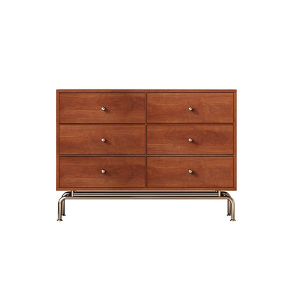 Modern Mid-century Eco-Friendly Engineered Wood Stainless Steel Rectangular Storage Cabinet 5/6-Drawer For Living Room