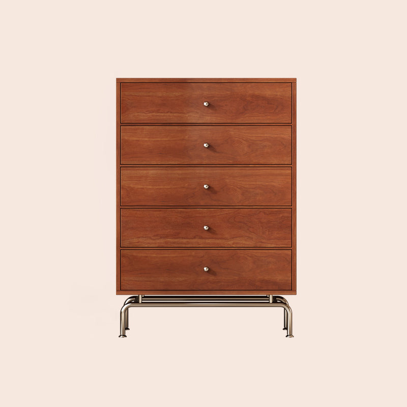 Modern Mid-century Eco-Friendly Engineered Wood Stainless Steel Rectangular Storage Cabinet 5/6-Drawer For Living Room