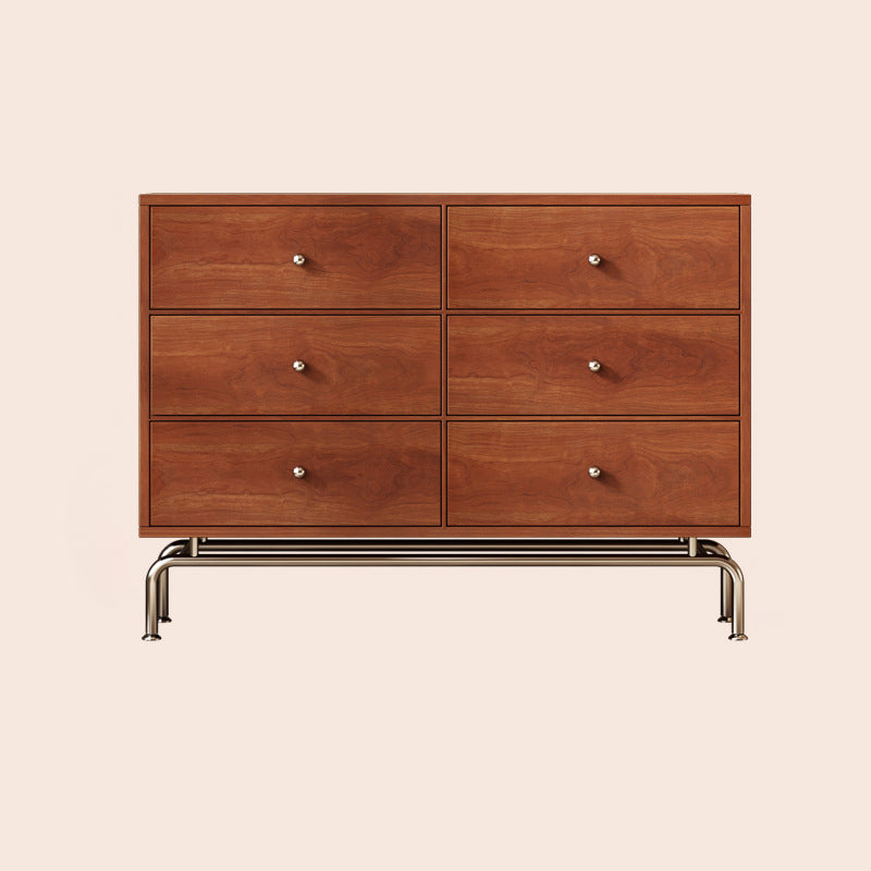 Modern Mid-century Eco-Friendly Engineered Wood Stainless Steel Rectangular Storage Cabinet 5/6-Drawer For Living Room