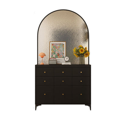Modern Mid-Century Solid Wood Eco Board Faux Rattan Stainless Steel Glass Rectangular Weaving Shoe Storage 3-Tier For Entryway