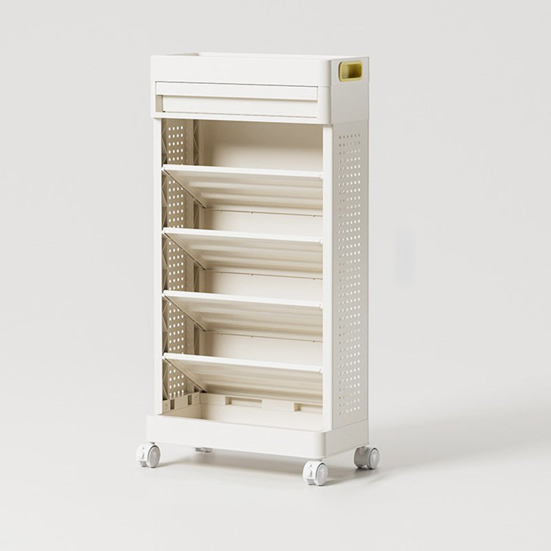 Modern Minimalist ABS Rectangular End Table 6-Tier Movable Multi-Functional Organizer For Living Room
