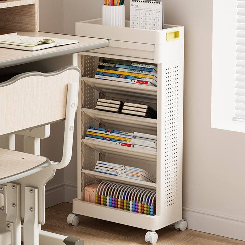 Modern Minimalist ABS Rectangular End Table 6-Tier Movable Multi-Functional Organizer For Living Room