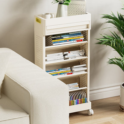 Modern Minimalist ABS Rectangular End Table 6-Tier Movable Multi-Functional Organizer For Living Room