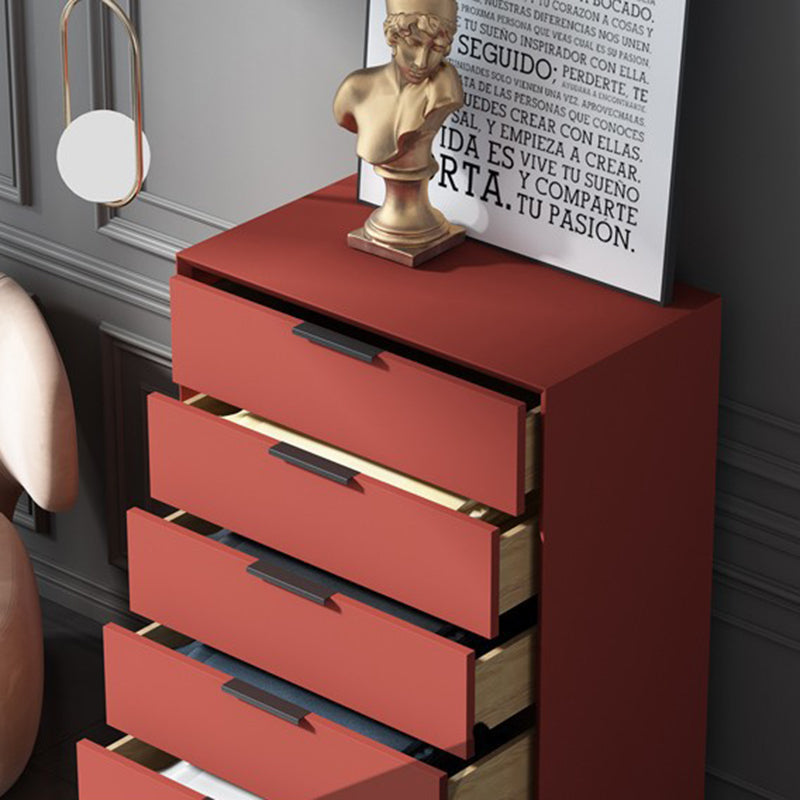 Modern Minimalist Solid Wood Oriented Strand Board Carbon Steel Rectangular Storage Cabinet 5-Drawer For Living Room