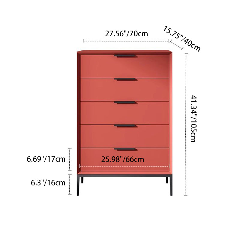 Modern Minimalist Solid Wood Oriented Strand Board Carbon Steel Rectangular Storage Cabinet 5-Drawer For Living Room