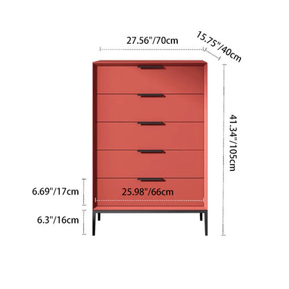 Modern Minimalist Solid Wood Oriented Strand Board Carbon Steel Rectangular Storage Cabinet 5-Drawer For Living Room