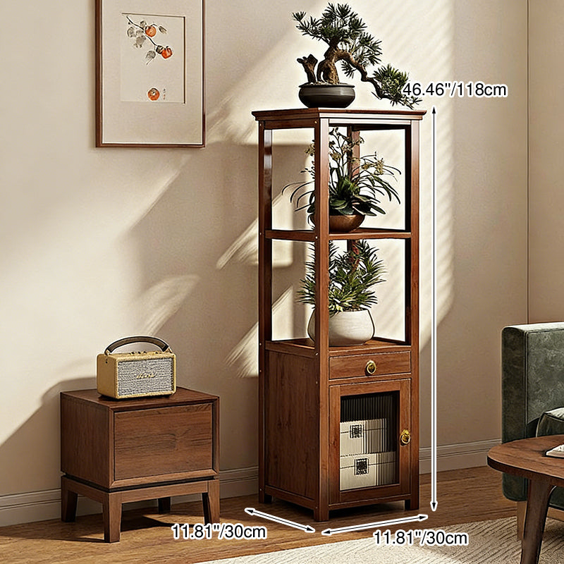 Traditional Chinese Nan Bamboo Fiberboard Acrylic Iron Square Display Rack 1/2/3/4-Tier Multiple Shelves For Living Room