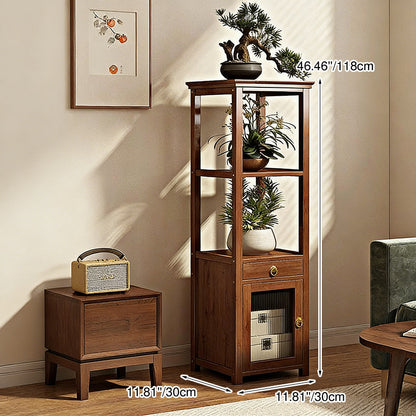 Traditional Chinese Nan Bamboo Fiberboard Acrylic Iron Square Display Rack 1/2/3/4-Tier Multiple Shelves For Living Room