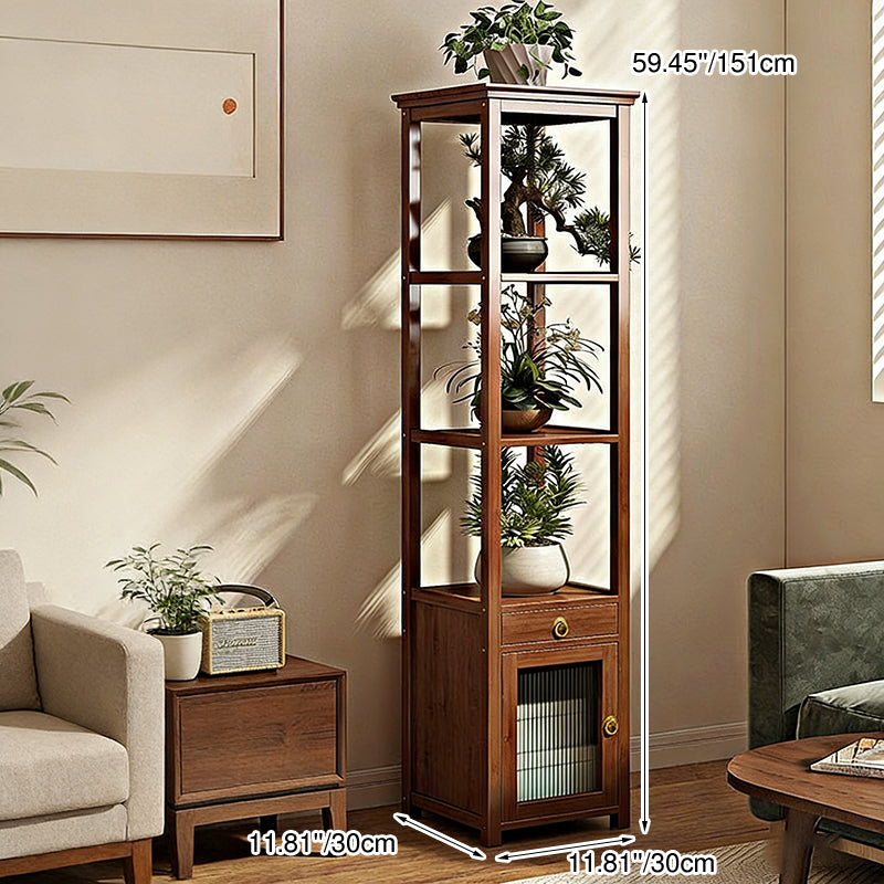 Traditional Chinese Nan Bamboo Fiberboard Acrylic Iron Square Display Rack 1/2/3/4-Tier Multiple Shelves For Living Room