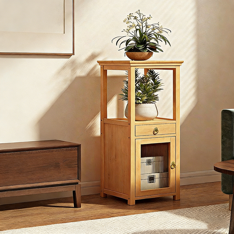 Traditional Chinese Nan Bamboo Fiberboard Acrylic Iron Square Display Rack 1/2/3/4-Tier Multiple Shelves For Living Room