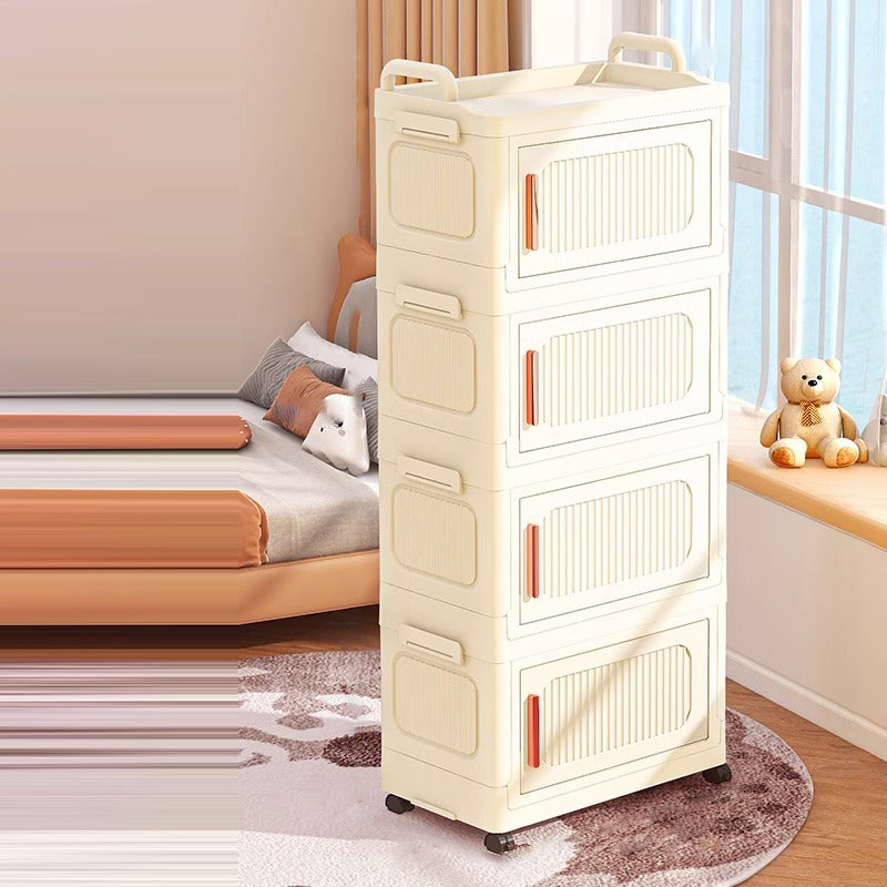 Modern Minimalist Plastic PP Rectangular Storage Cabinet 2/3/4/5-Cabinet Foldable Movable For Living Room