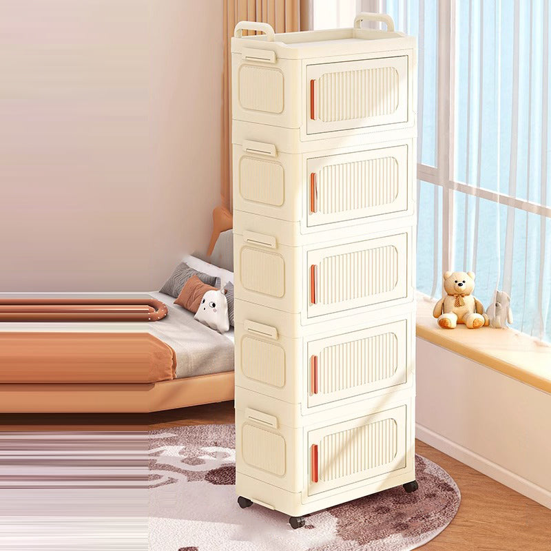 Modern Minimalist Plastic PP Rectangular Storage Cabinet 2/3/4/5-Cabinet Foldable Movable For Living Room