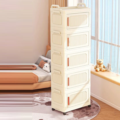 Modern Minimalist Plastic PP Rectangular Storage Cabinet 2/3/4/5-Cabinet Foldable Movable For Living Room