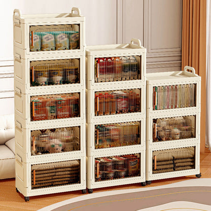Modern Minimalist Plastic PP Rectangular Storage Cabinet 2/3/4/5-Cabinet Foldable Movable For Living Room