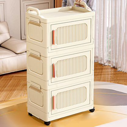 Modern Minimalist Plastic PP Rectangular Storage Cabinet 2/3/4/5-Cabinet Foldable Movable For Living Room