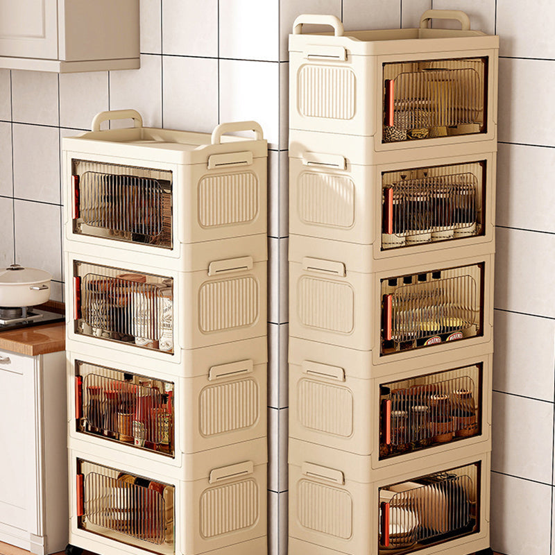 Modern Minimalist Plastic PP Rectangular Storage Cabinet 2/3/4/5-Cabinet Foldable Movable For Living Room