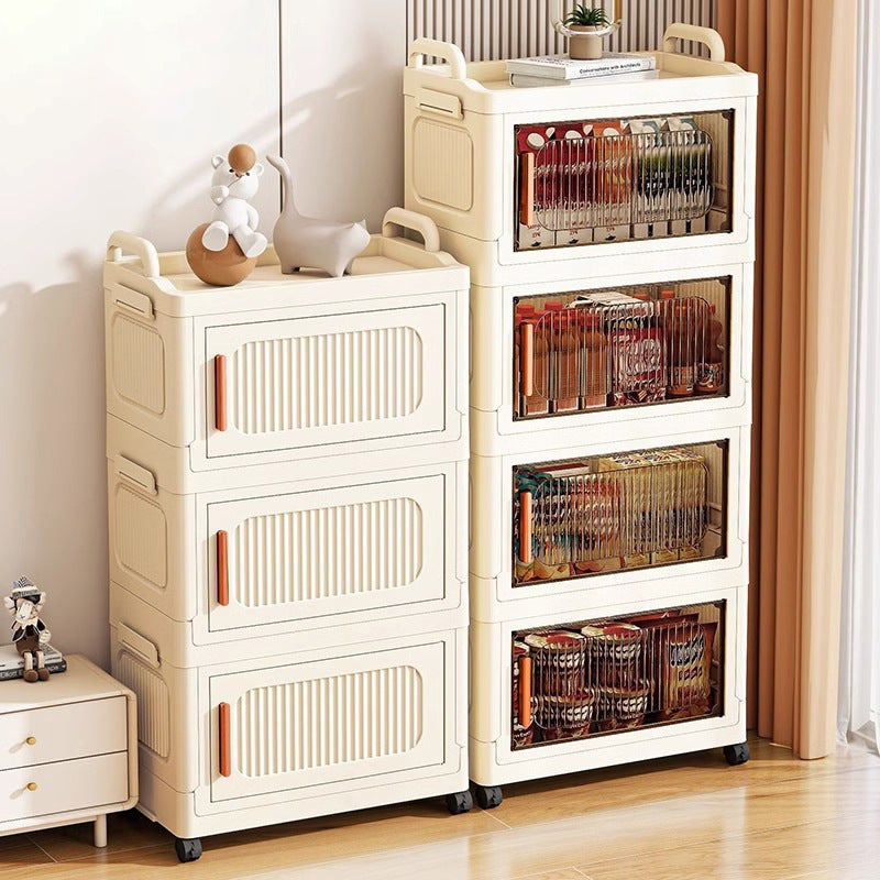 Modern Minimalist Plastic PP Rectangular Storage Cabinet 2/3/4/5-Cabinet Foldable Movable For Living Room