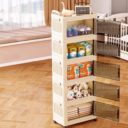 Modern Minimalist Plastic PP Rectangular Storage Cabinet 2/3/4/5-Cabinet Foldable Movable For Living Room