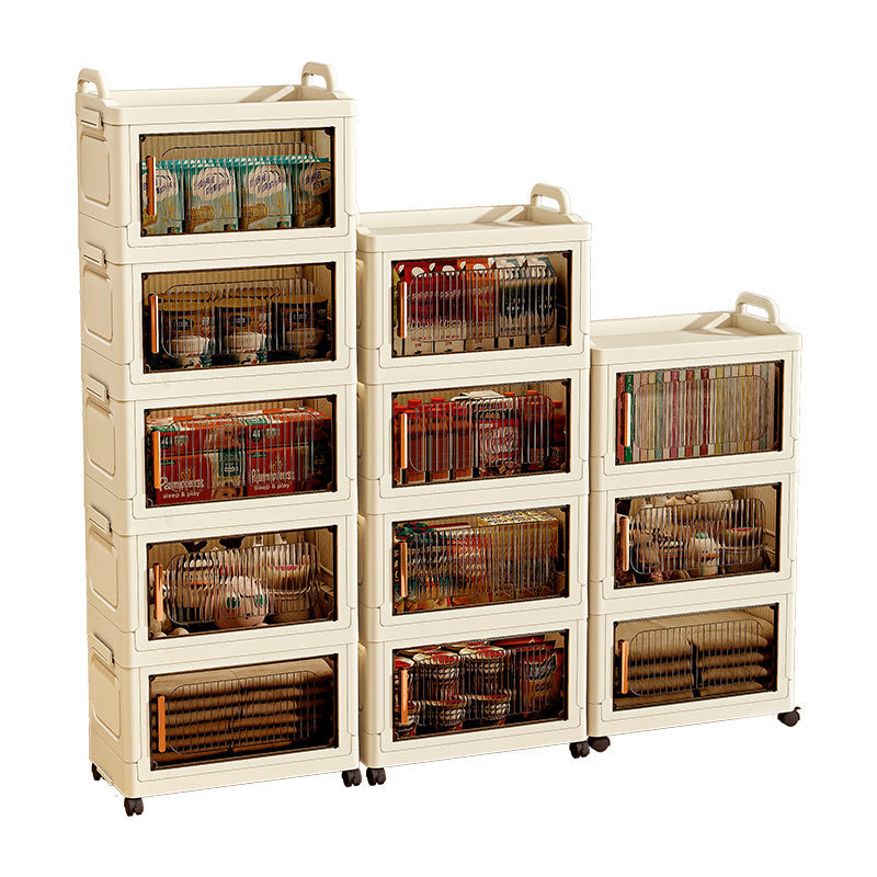 Modern Minimalist Plastic PP Rectangular Storage Cabinet 2/3/4/5-Cabinet Foldable Movable For Living Room