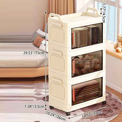 Modern Minimalist Plastic PP Rectangular Storage Cabinet 2/3/4/5-Cabinet Foldable Movable For Living Room