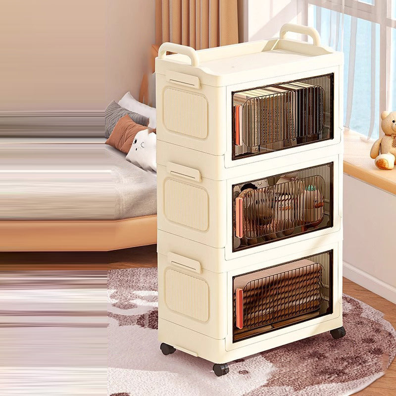 Modern Minimalist Plastic PP Rectangular Storage Cabinet 2/3/4/5-Cabinet Foldable Movable For Living Room