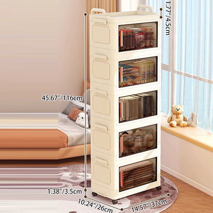 Modern Minimalist Plastic PP Rectangular Storage Cabinet 2/3/4/5-Cabinet Foldable Movable For Living Room