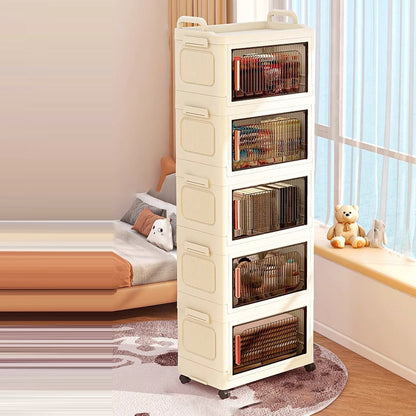 Modern Minimalist Plastic PP Rectangular Storage Cabinet 2/3/4/5-Cabinet Foldable Movable For Living Room