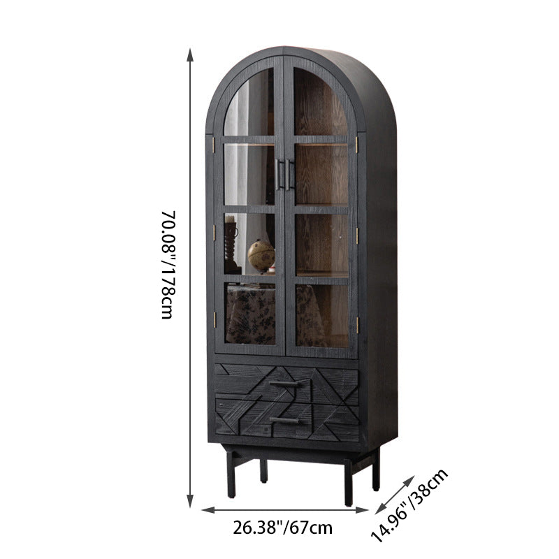 Traditional French Cedar MDF Iron Ellipse Rectangular Storage Cabinet 4-Tier For Living Room