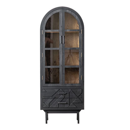 Traditional French Cedar MDF Iron Ellipse Rectangular Storage Cabinet 4-Tier For Living Room