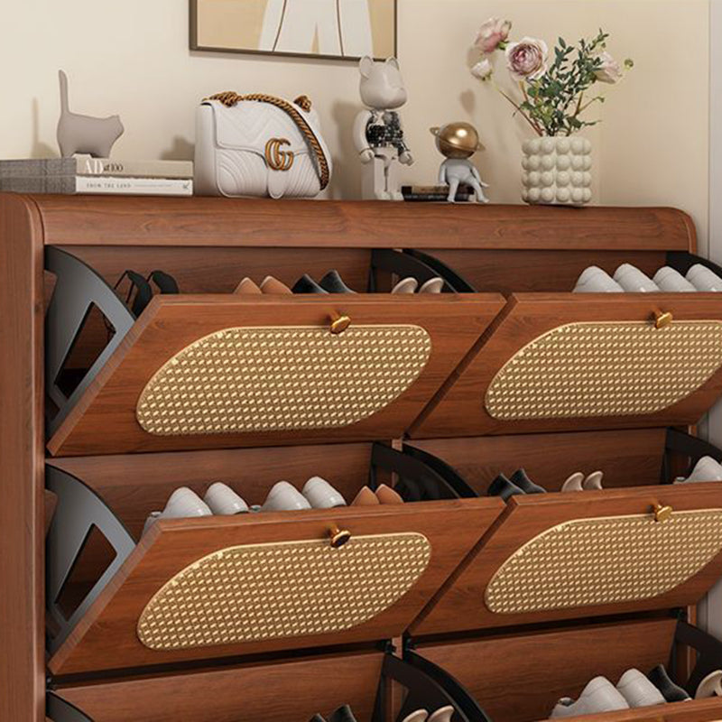 Contemporary Retro HDF Plastic Rectangular Shoe Storage 6-Cabinet For Entryway