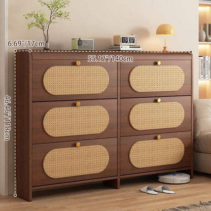 Contemporary Retro HDF Plastic Rectangular Shoe Storage 6-Cabinet For Entryway
