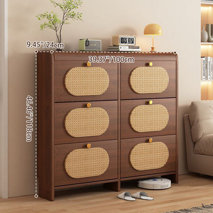 Contemporary Retro HDF Plastic Rectangular Shoe Storage 6-Cabinet For Entryway