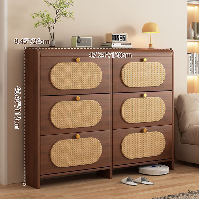 Contemporary Retro HDF Plastic Rectangular Shoe Storage 6-Cabinet For Entryway