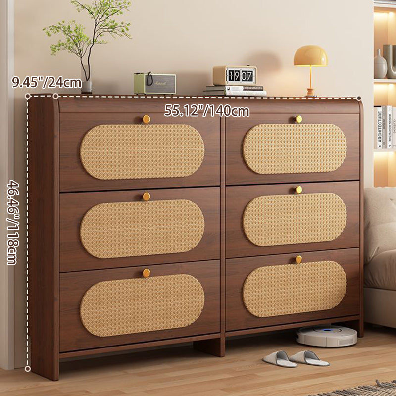 Contemporary Retro HDF Plastic Rectangular Shoe Storage 6-Cabinet For Entryway